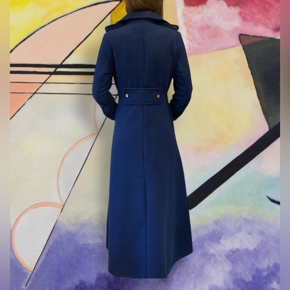 Owind Coat, long length, dark royal blue, pockets, lots of details, Sz S - Picture 2 of 15